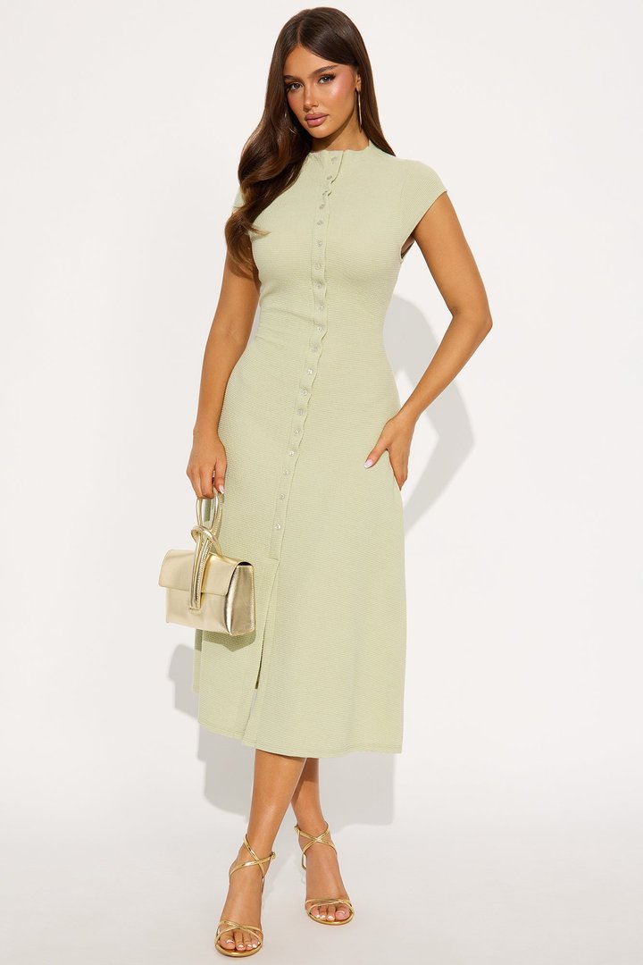 Dara Textured Midi Dress - Sage