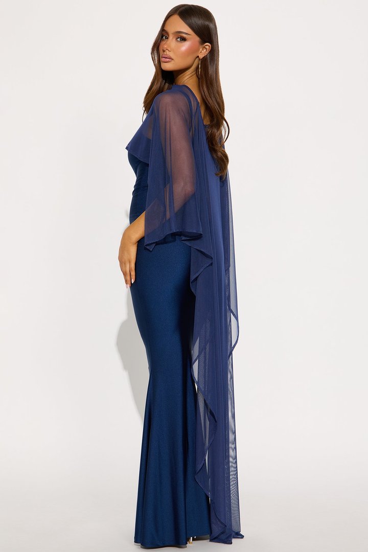 Staying True Satin Maxi Dress - Navy