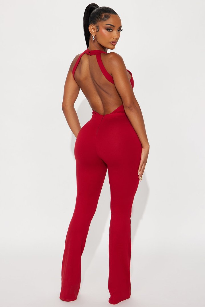 Leyla Ponte Halter Jumpsuit - Red