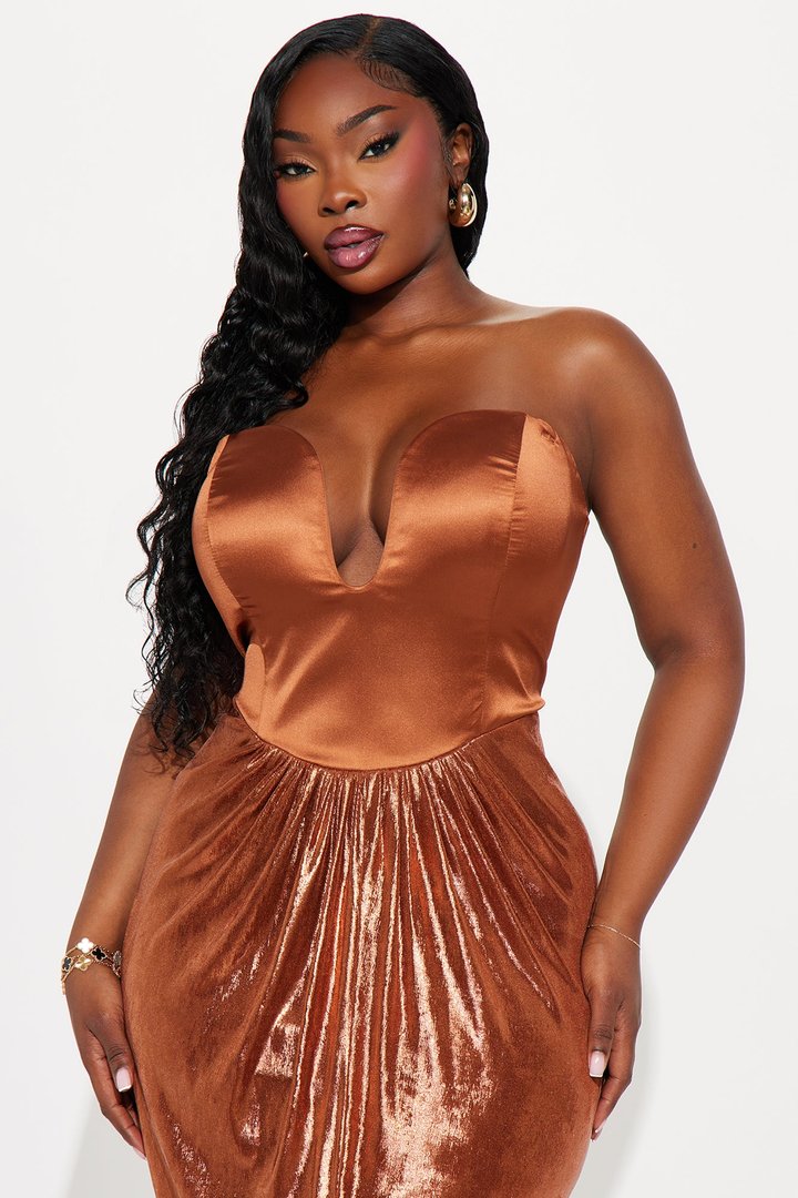 Melody Metallic Gown - Cognac