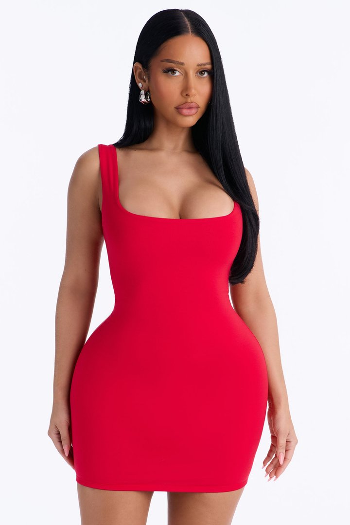 Katie Premium Modal Mini Dress - Red