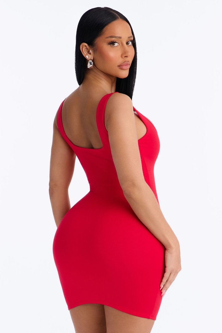 Katie Premium Modal Mini Dress - Red