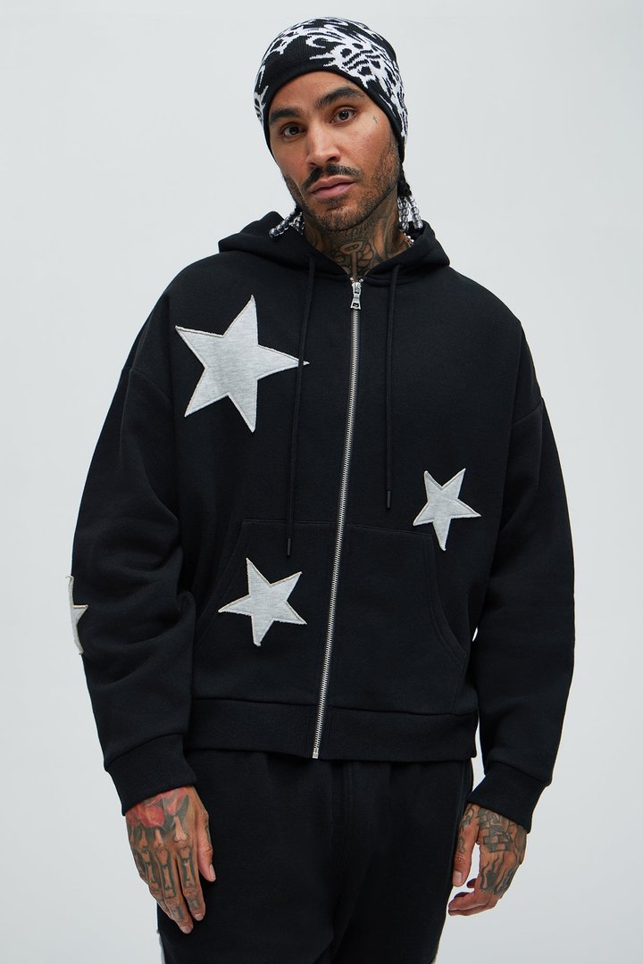 Tayson Stars Oversized Hoodie - Black