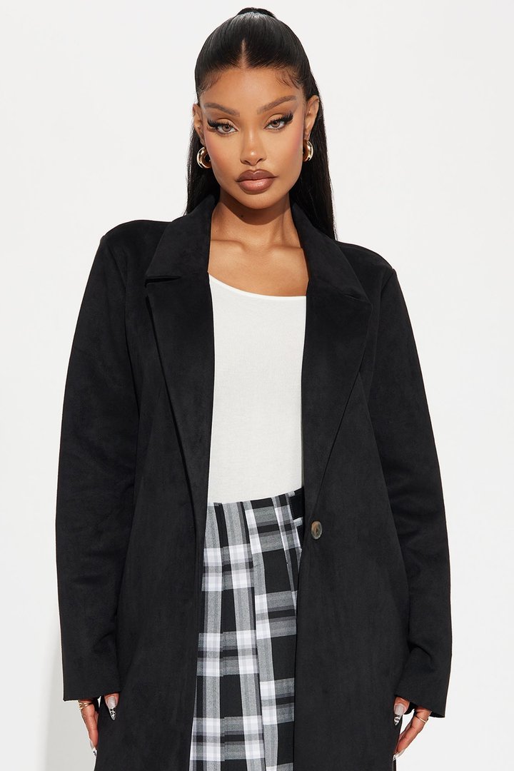 Taylor Faux Suede Trench - Black