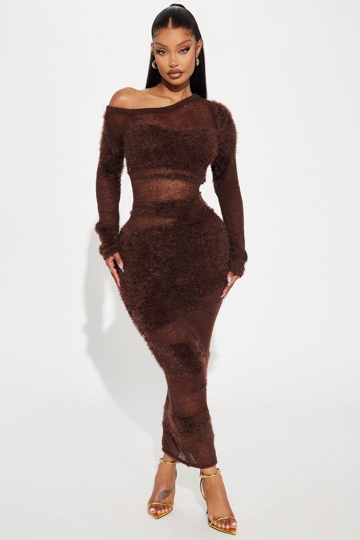 Danya Long Sleeve Maxi Dress - Brown