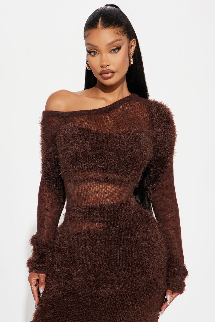 Danya Long Sleeve Maxi Dress - Brown
