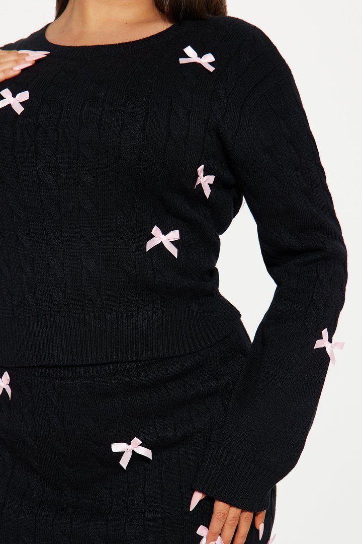In My Bow Era Sweater Mini Skirt Set - Black
