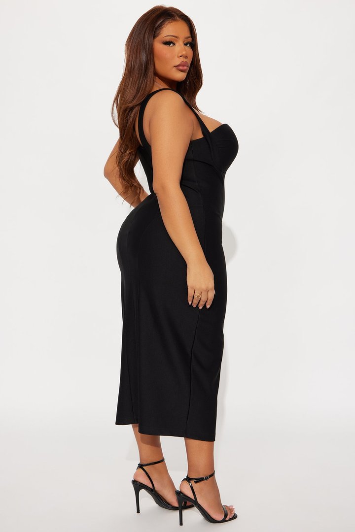 Lily Rosaline Midi Dress - Black