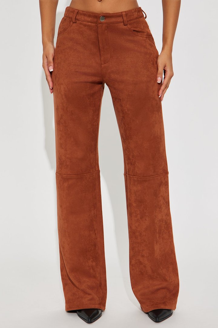 Gianna Faux Suede Wide Leg Pant - Camel