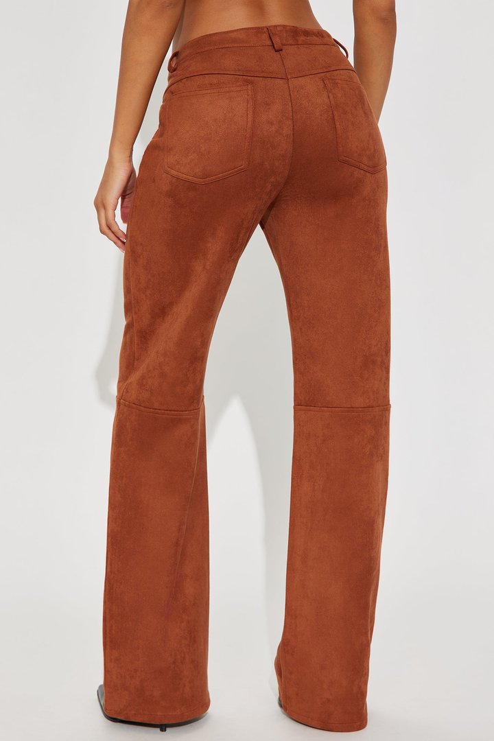 Gianna Faux Suede Wide Leg Pant - Camel