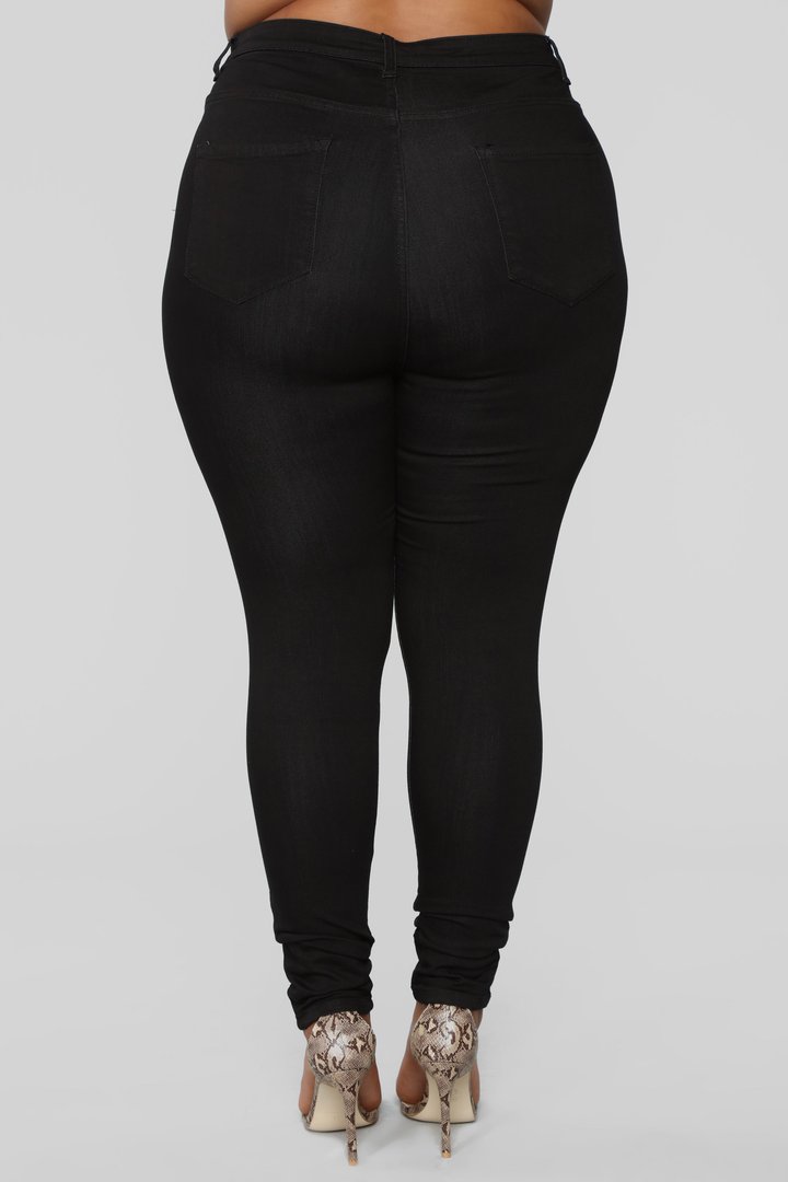 Classic High Waist Skinny Jeans - Black