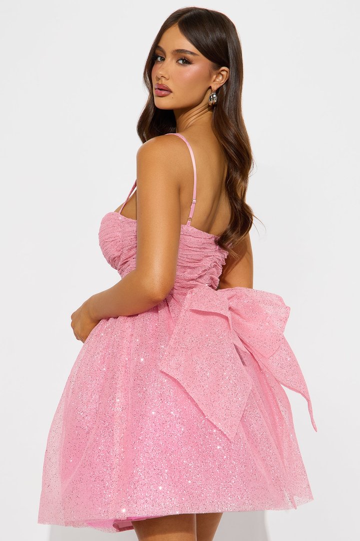Taylor Tulle Glitter Mini Dress - Light Pink