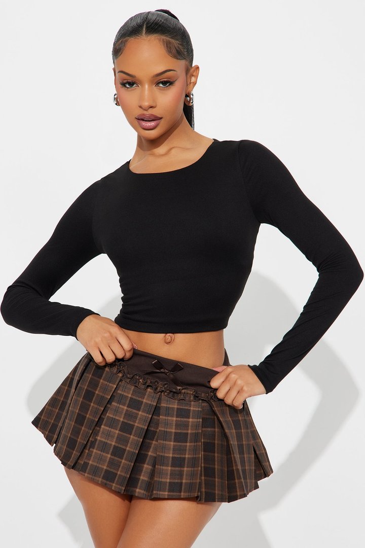 Leanne Double Lined Boat Neck Top - Black