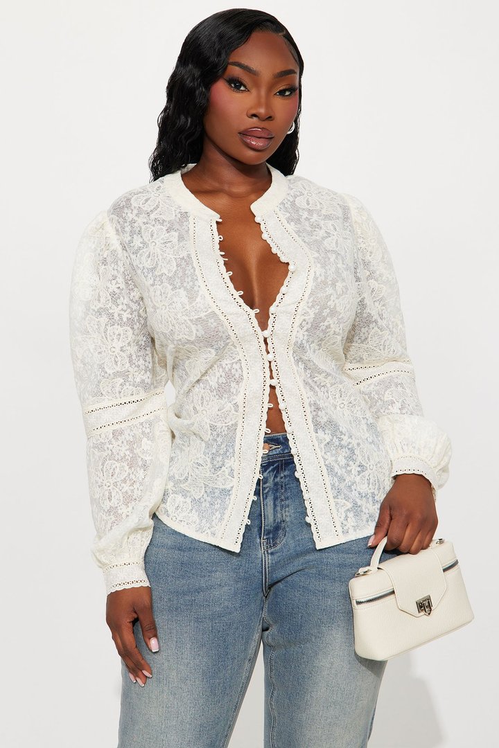 First Impression Floral Lace Shirt - Cream