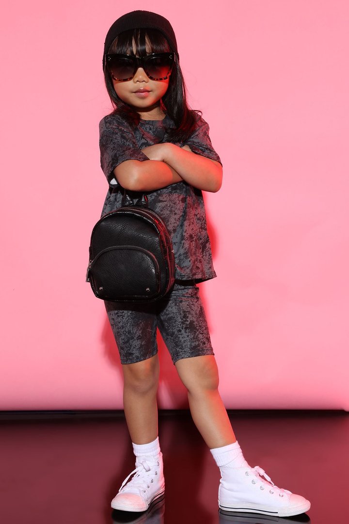 Mini Chelsea Biker Short Set - Black