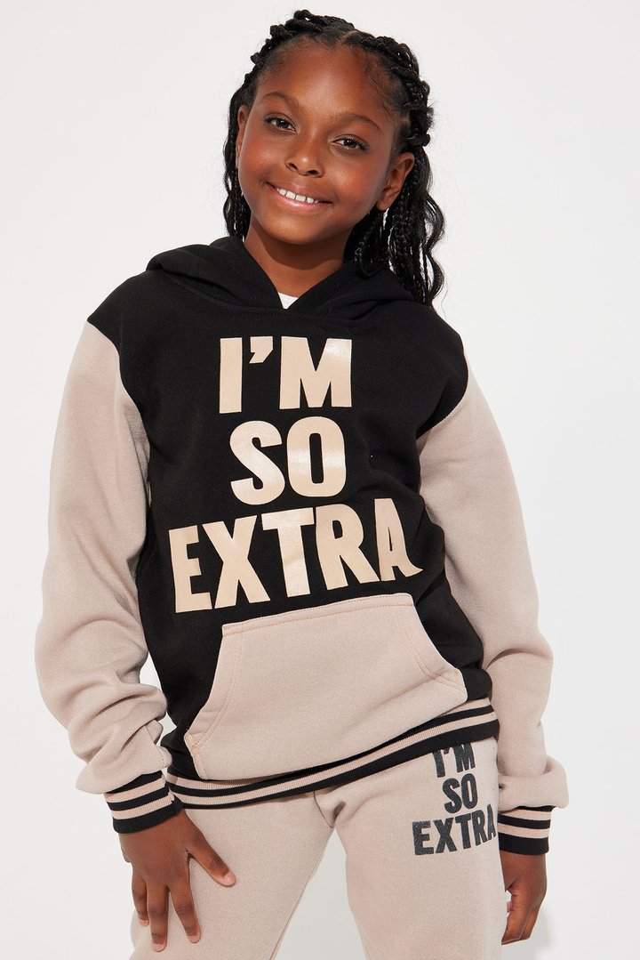 Mini I'm So Extra Fleece Set - Grey/Black