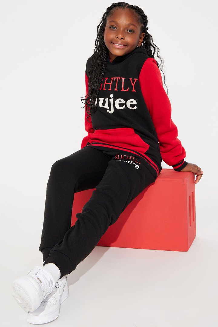 Mini Slightly Boujee Fleece Set - Red/Black