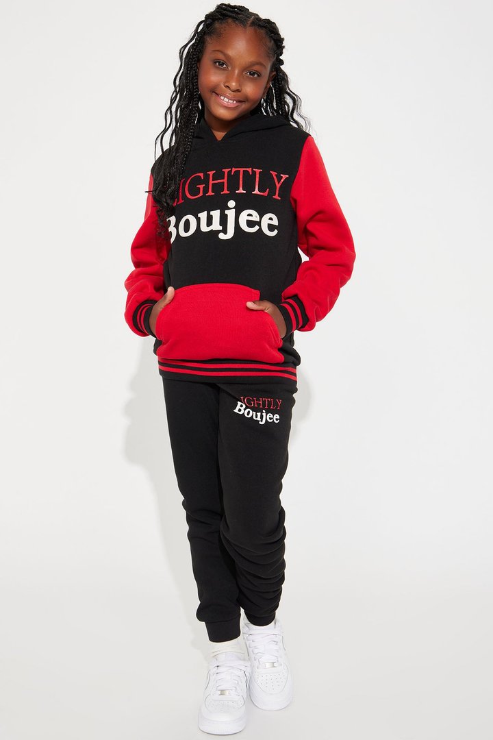Mini Slightly Boujee Fleece Set - Red/Black