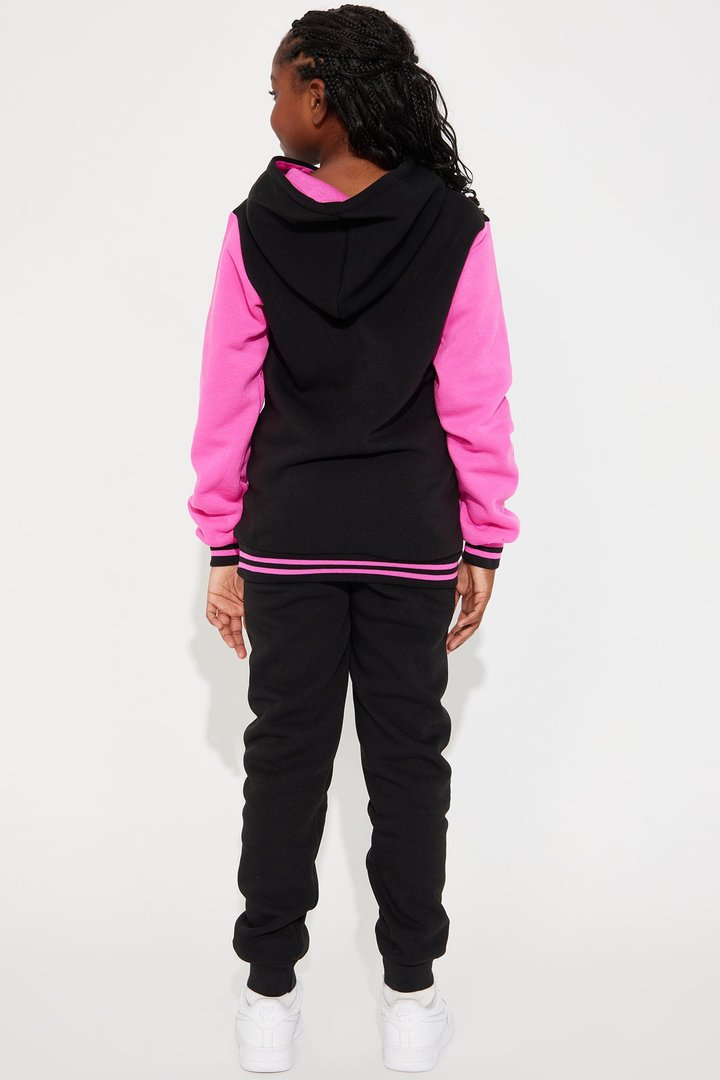 Mini California Palm Tree Fleece Set - Black/Pink