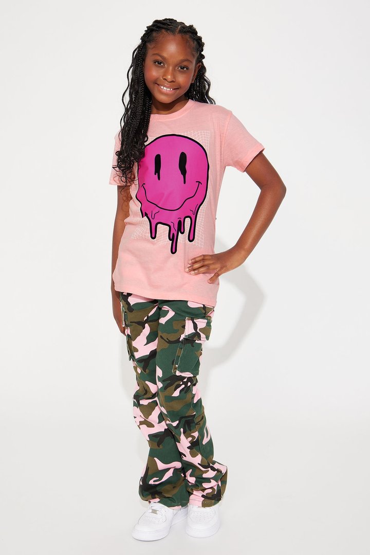 Mini Dripping Smiley T-Shirt - Pink