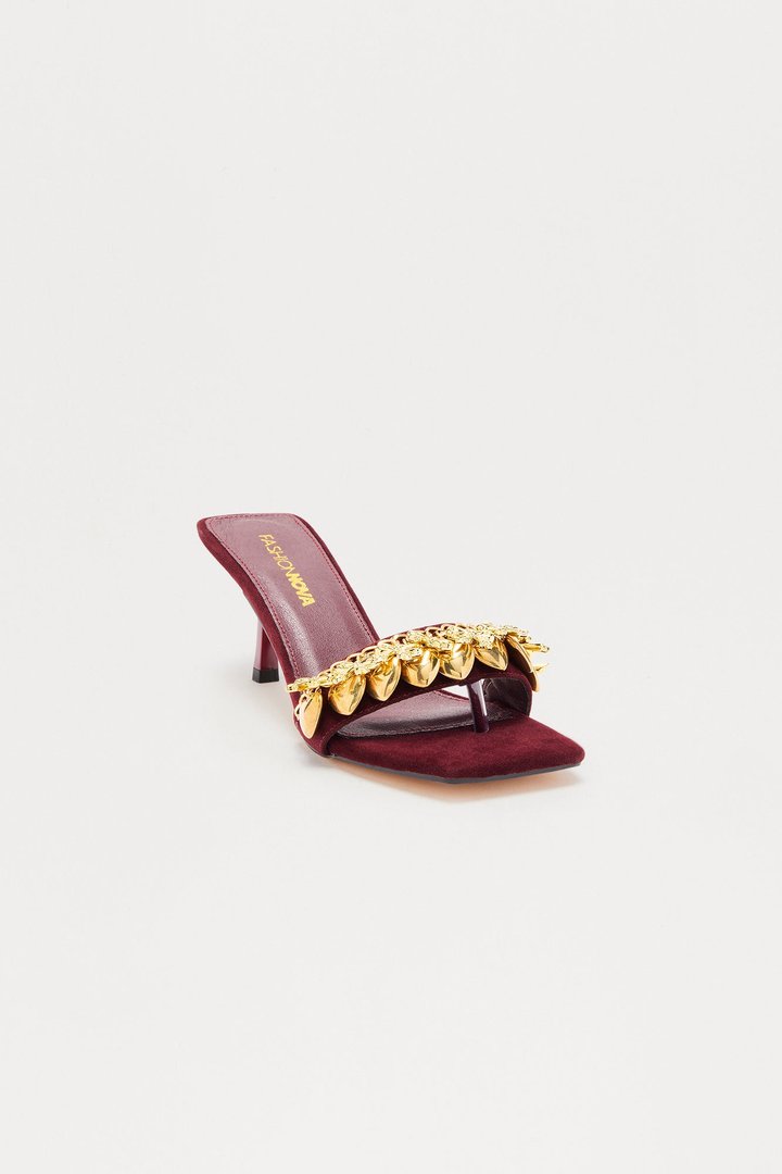 Hot Take Heart Charm Mules - Burgundy
