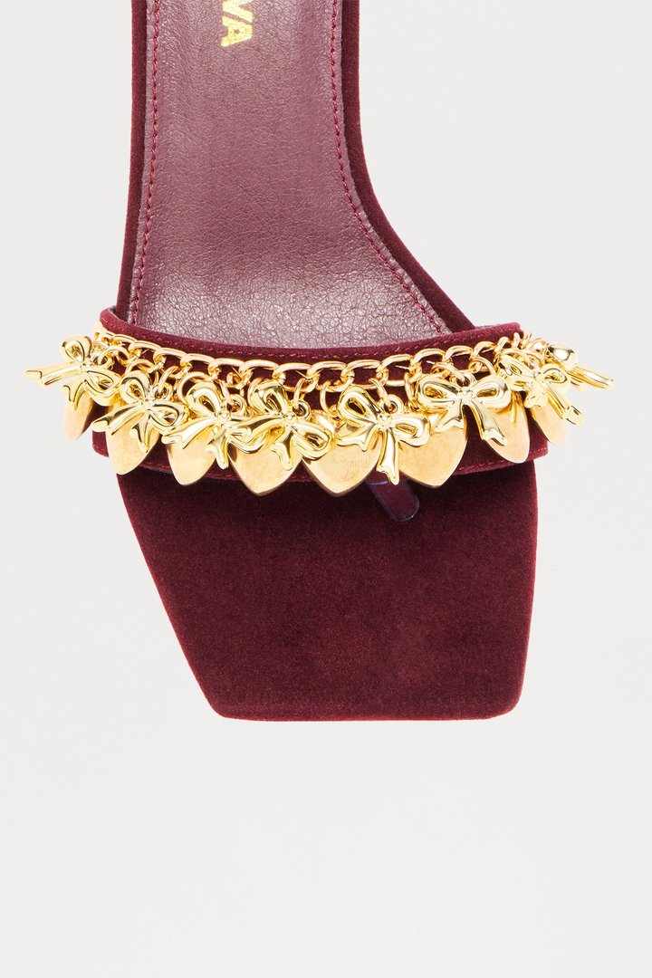 Hot Take Heart Charm Mules - Burgundy