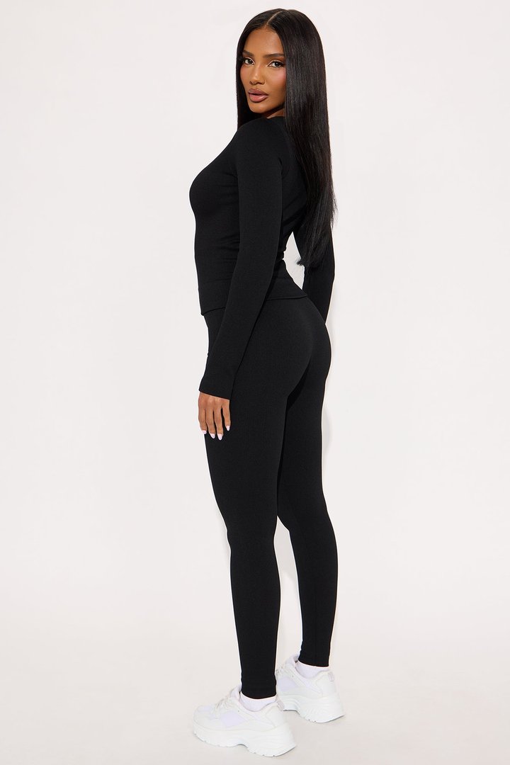 Mark My Words Seamless Legging Pant Set - Black