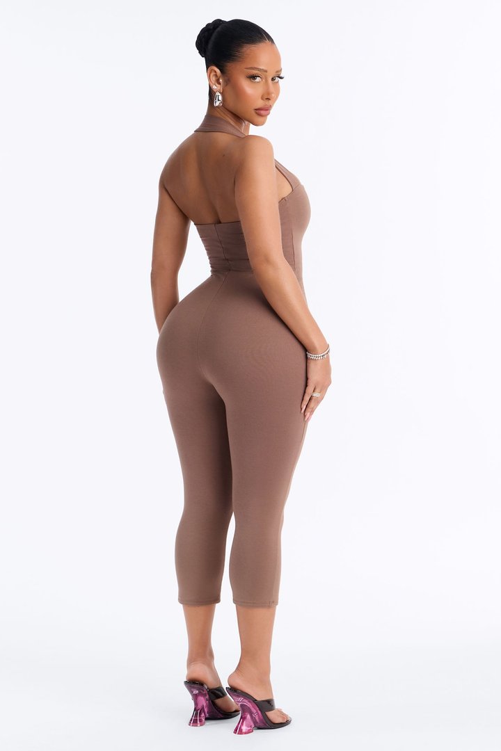 Ria Premium Modal Capri Jumpsuit - Sand