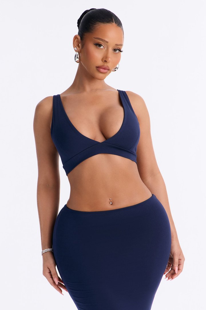 Kristin Premium Modal Maxi Skirt Set - Navy