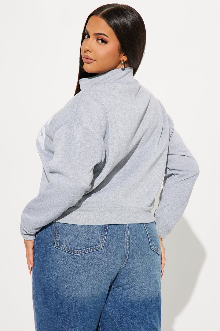 Los Angeles Half Zip Sweatshirt - Heather Grey