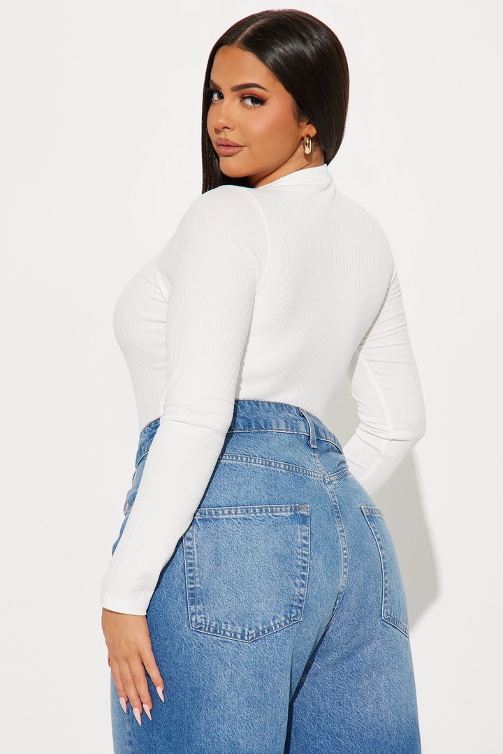 Gina Ribbed Long Sleeve Bodysuit - Off White