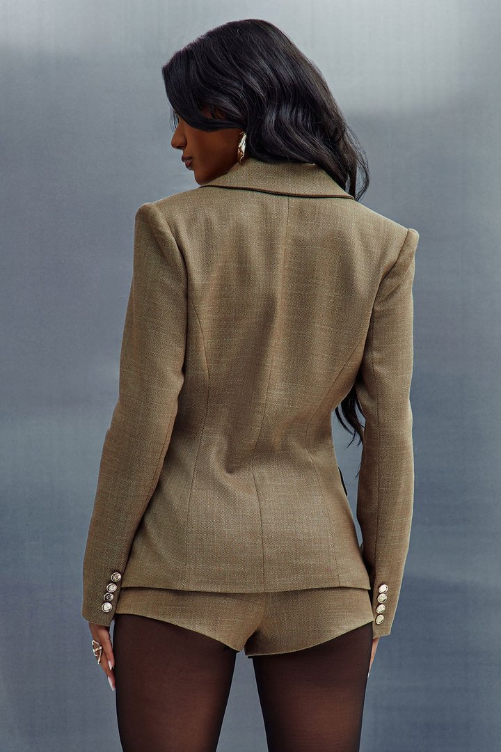 Melina Blazer Short Suit Set - Brown