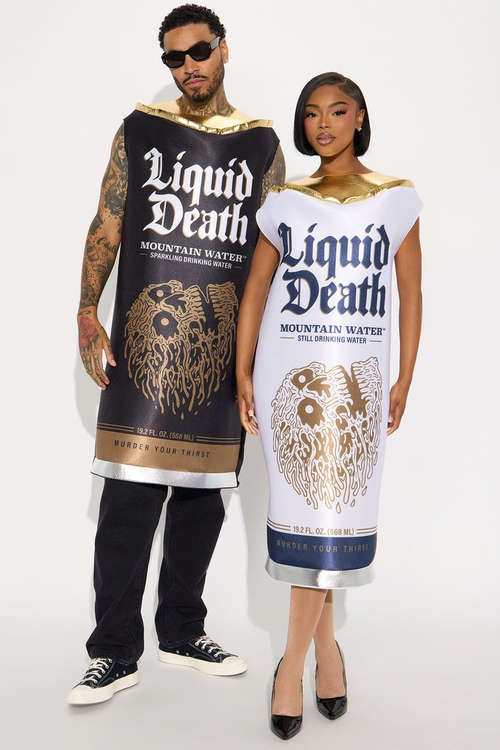 Liquid Death Still Water Can Costume - White/combo