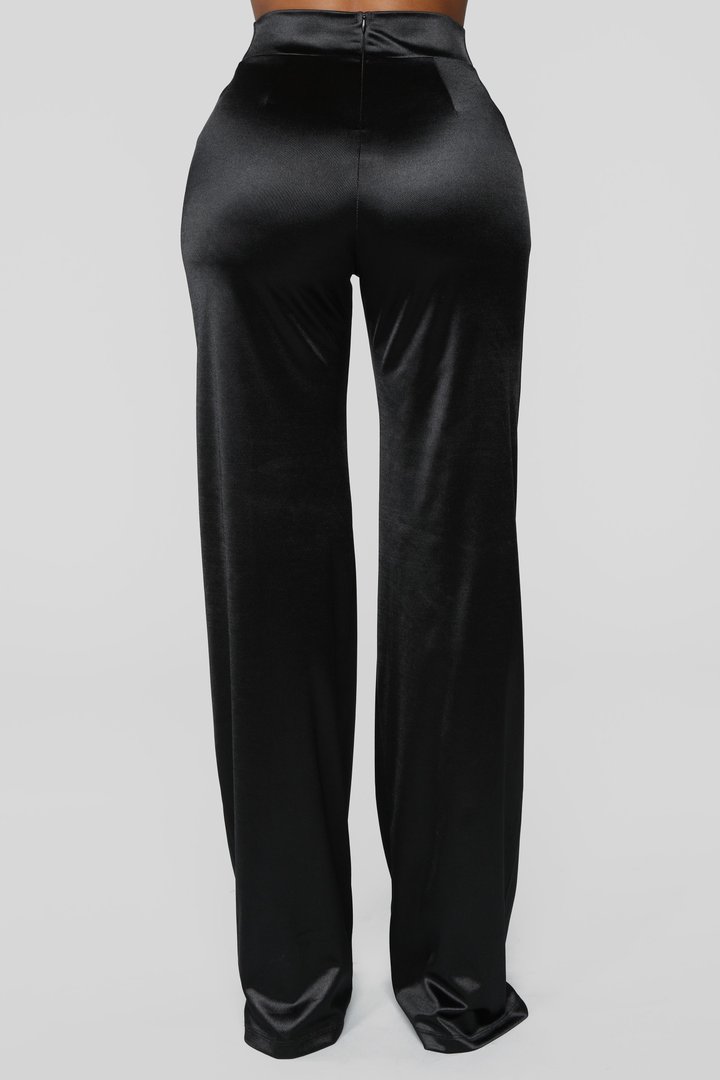 Make A Wish Stretch Satin Pants - Black