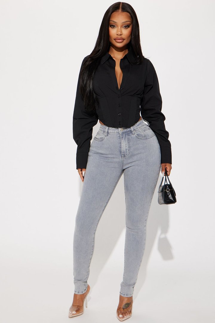 Endless Talks Corset Shirt - Black