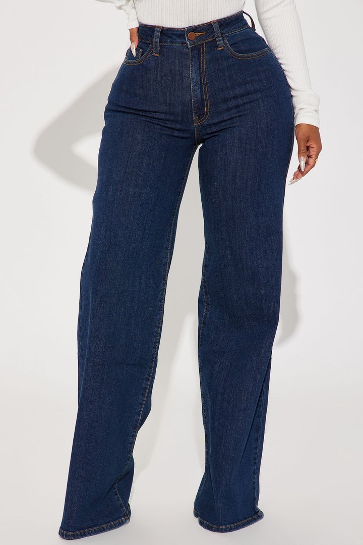 Tall Chasing Thrills Stretch Wide Leg Jeans - Dark Wash