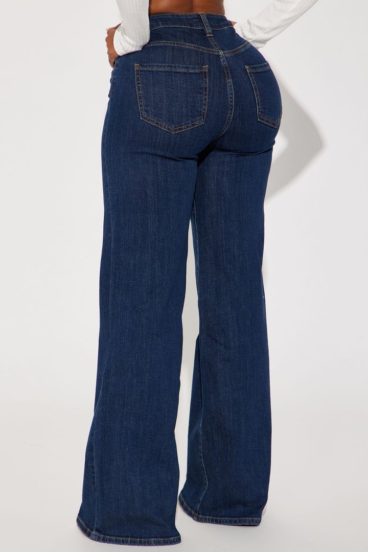 Tall Chasing Thrills Stretch Wide Leg Jeans - Dark Wash
