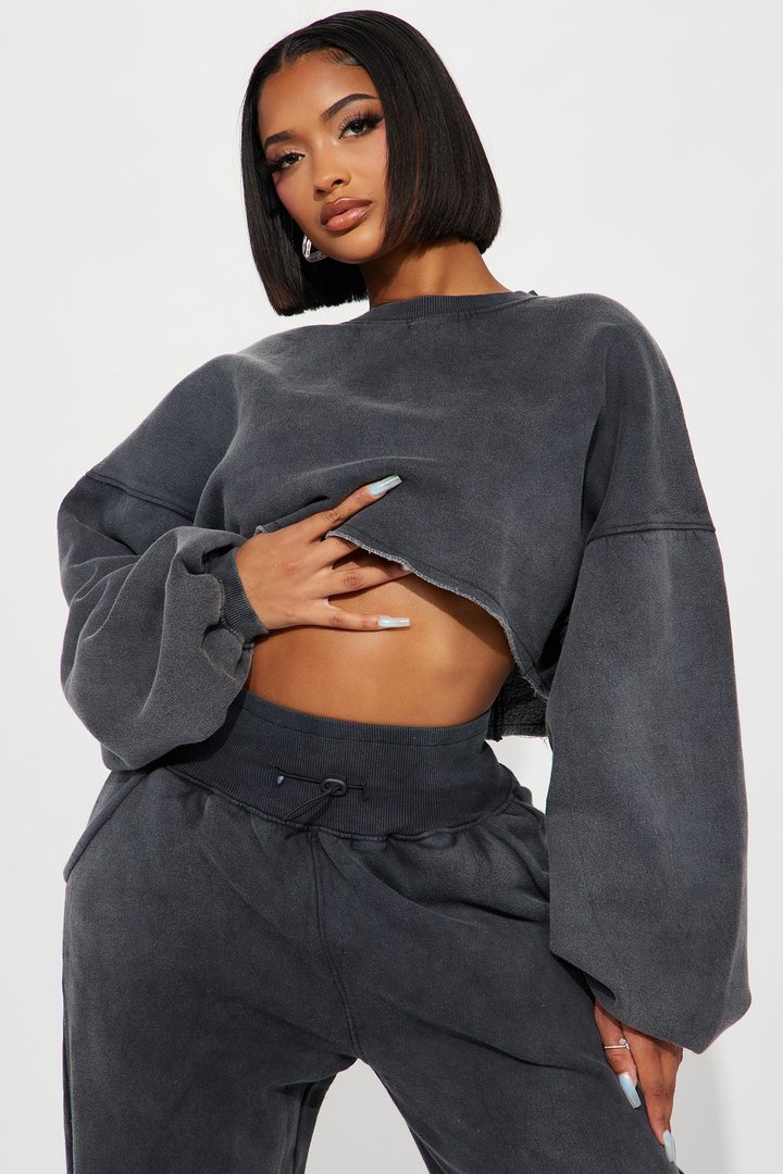 Feeling Good Fleece Jogger Set - Charcoal