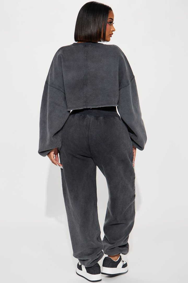Feeling Good Fleece Jogger Set - Charcoal