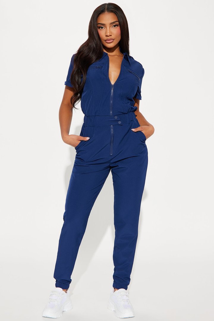 On Call Stretch Uniform Scrub Jumpsuit - Navy
