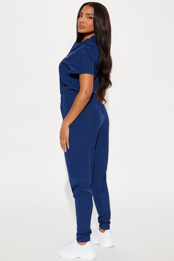 On Call Stretch Uniform Scrub Jumpsuit - Navy