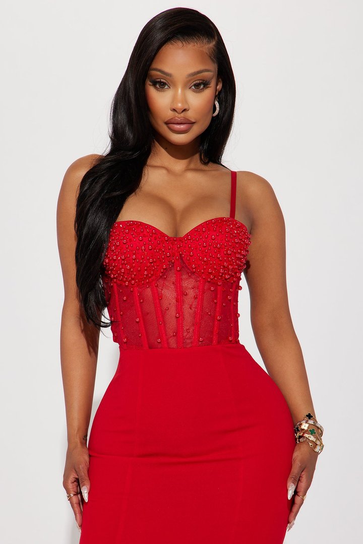 Bella Embellished Gown - Red