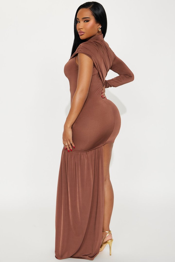 Clean Curves Draped Mini Dress - Chocolate
