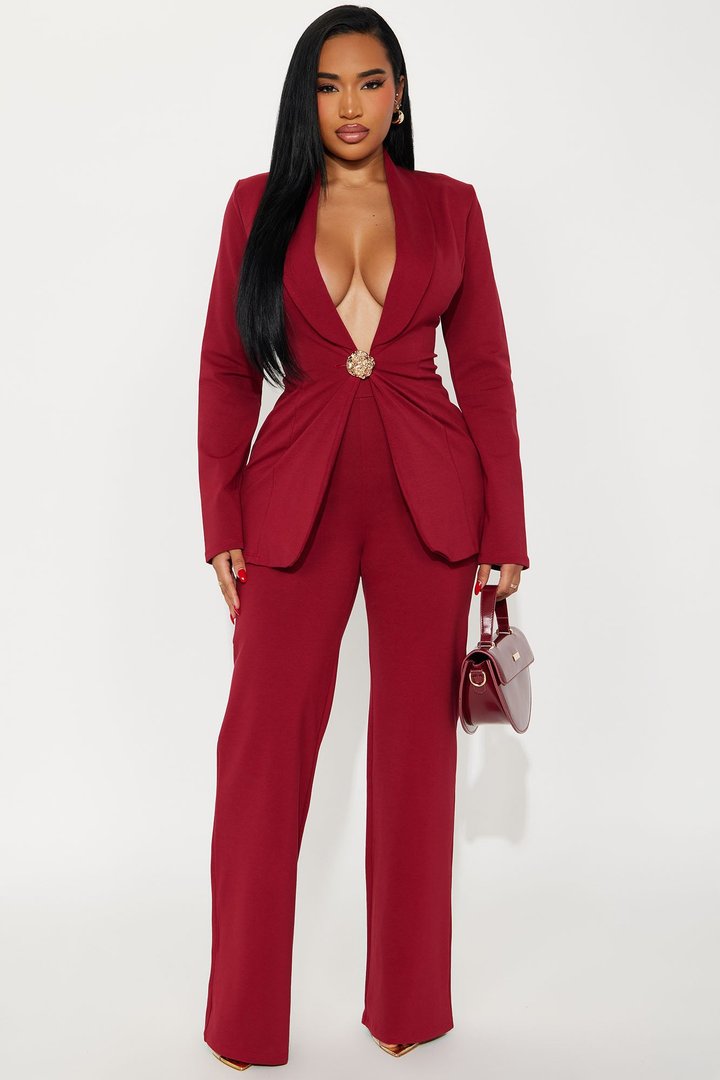 Mindy Blazer Pant Set - Red