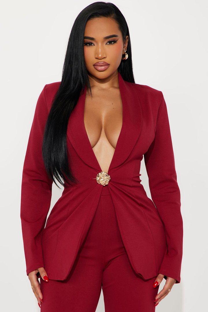 Mindy Blazer Pant Set - Red