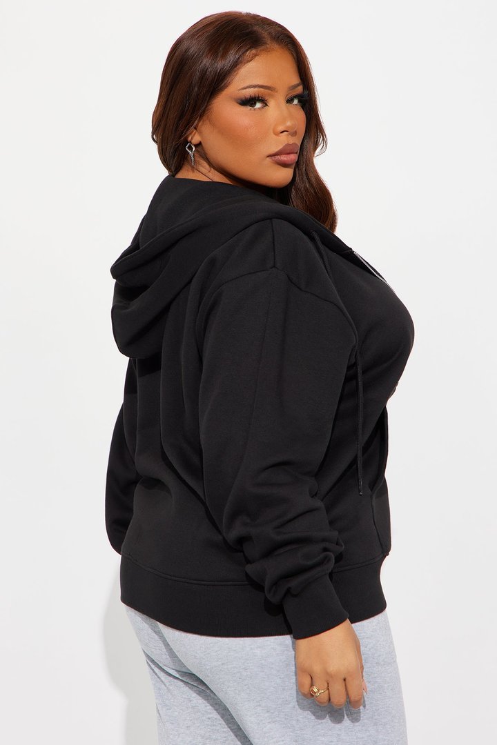 Stole My Ex Boyfriend's Oversized Zip Up Hoodie - Black