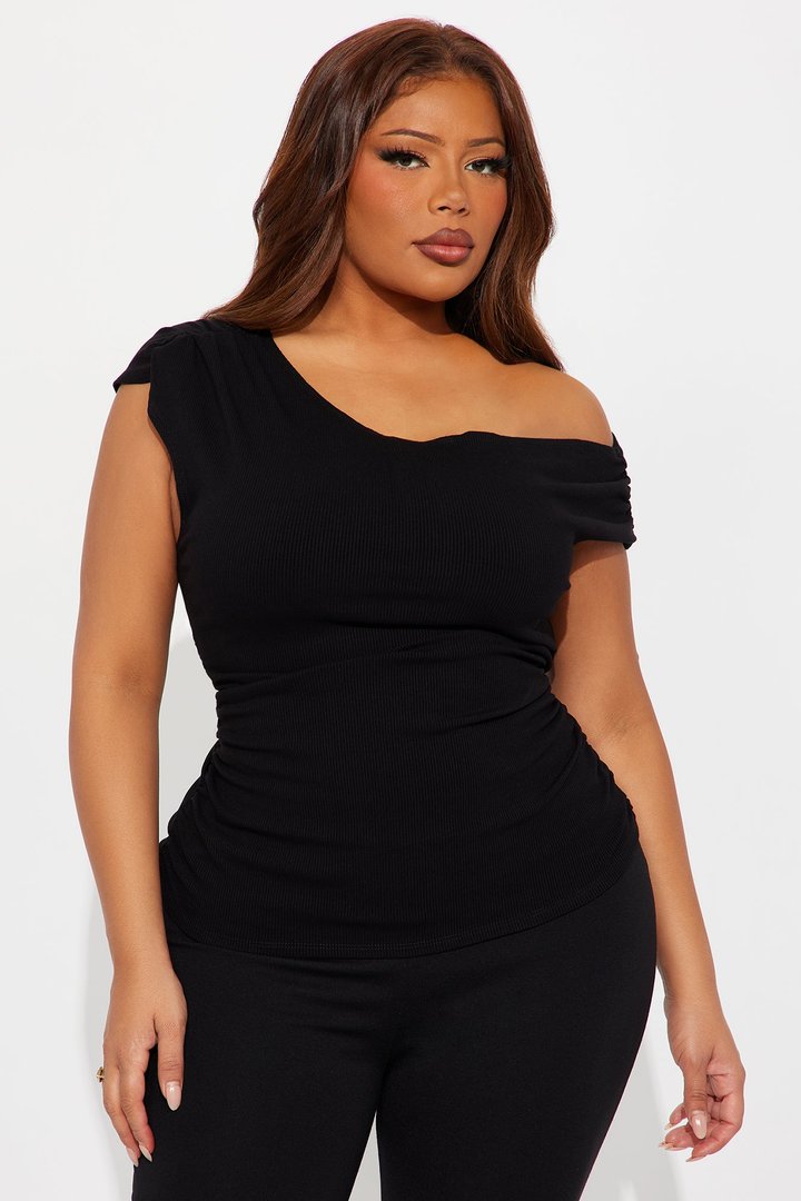 Myra Snatched Off Shoulder Top - Black