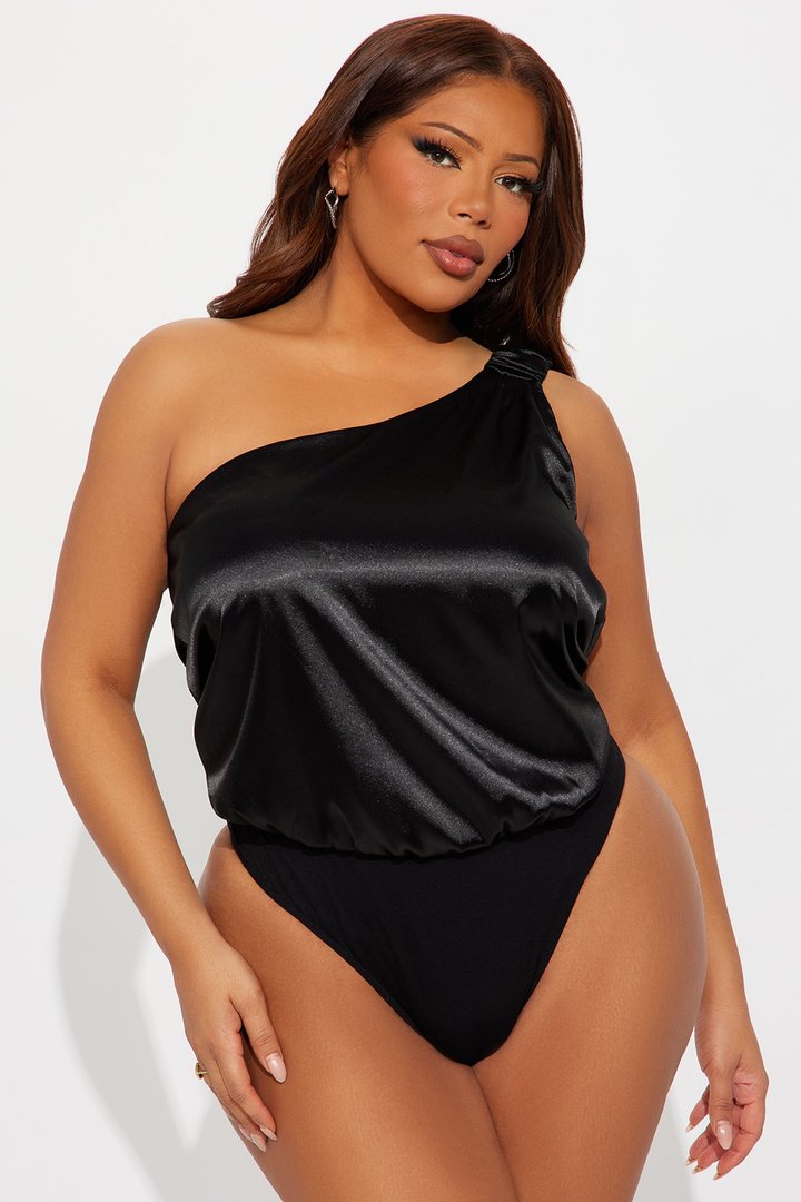 Just For Fun One Shoulder Bodyusit - Black