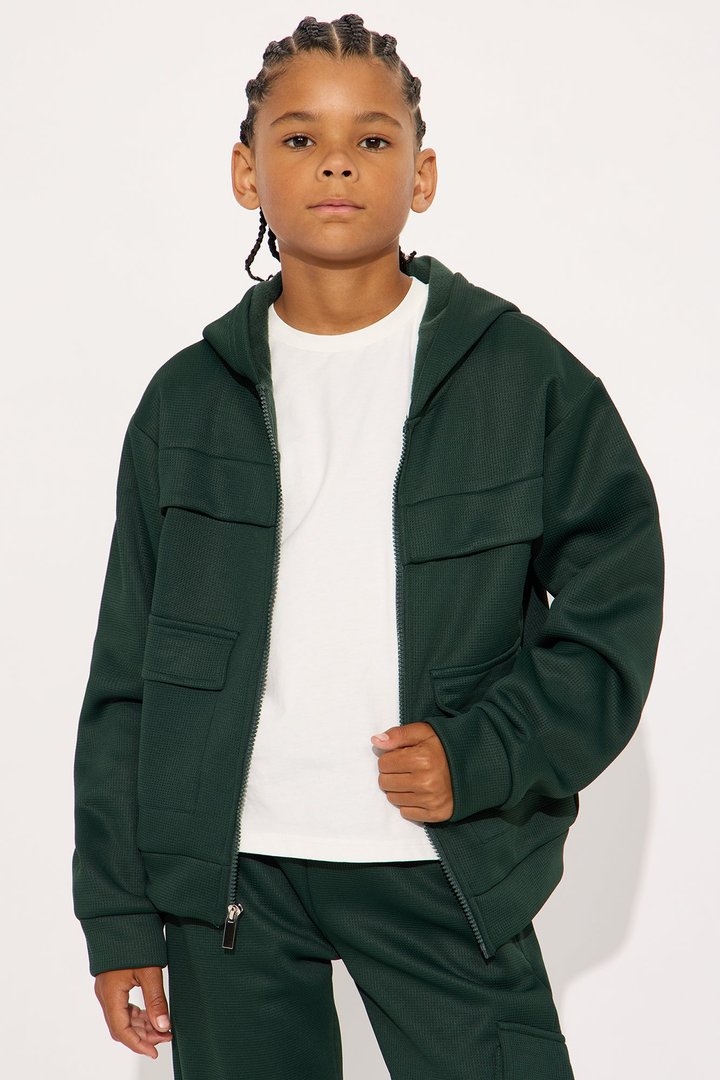 Mini Aiden 2 Piece Cargo Hoodie And Jogger Set - Hunter Green