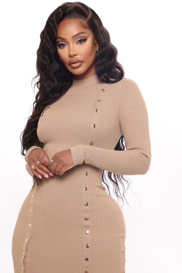 Oh Snap Sweater Maxi Dress - Taupe